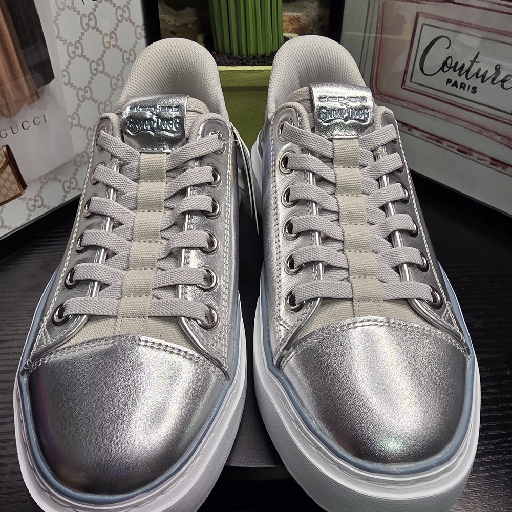 Skechers Metallic Silver Women's Sneakers - Picture 4 of 7